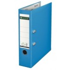Biblioraft LEITZ 180, A4, plastifiat PP, margine metalica 80mm - albastru deschis