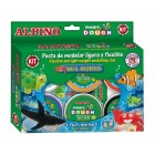 Kit 6 culori x 40gr plastilina magica + 4 seturi accesorii, ALPINO Sea World