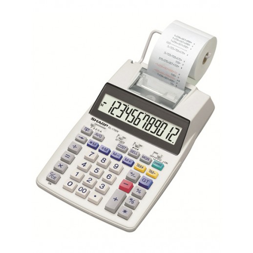 Calculator cu banda, 12 digits, 230 x 150 x 52 mm, SHARP EL-1750V - alb